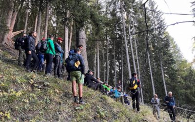 10th October 2023 Courmayeur (Italy):  Visit to the protective forests of 35 students of the “Natural Disturbances” class held by Emanuele Lingua, University of Padova (UniPD)