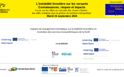 24th September 2024, Grenoble (France) : Seminar “Instabilité forestière – Causes, risques et impacts”.